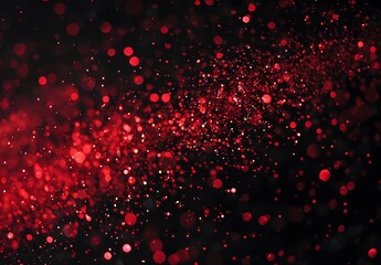 Wall Mural - Red Glitter Particles Exploding On Black Background