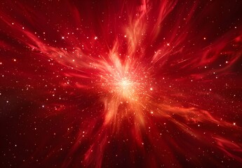 Poster - Red Glowing Light Rays Abstract Explosion Effect