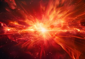 Wall Mural - red glowing light rays, abstract explosion effect