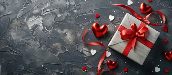 Fototapete - Valentine s Day themed frame for photos with gift perfect for a copy space image