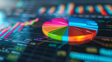 Leinwandbilder - A close-up of a digital pie chart showing market share distribution on a computer screen.