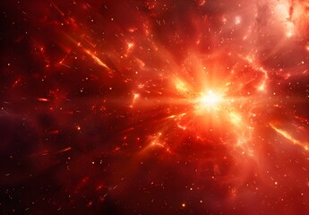 Poster - Cosmic Explosion with Red Light Rays