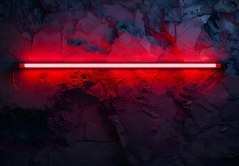 Wall Mural - red neon light tube on a grungy wall
