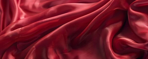 Poster - Red Silk Satin Fabric Texture Background