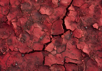 Sticker - Red Cracked Soil Texture Background