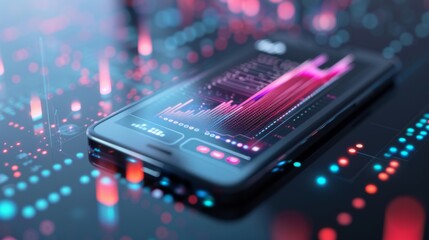 Poster - A digital graph showing a sudden spike in data on a smartphone screen.