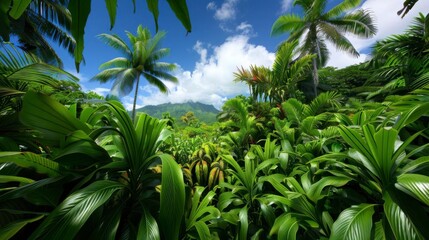 Wall Mural - Tropical Palm Trees in the Wind