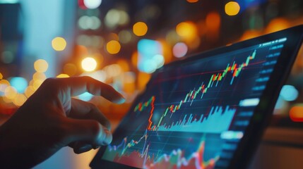 Aufkleber - A financial advisor explaining a stock market graph to a client using a tablet.