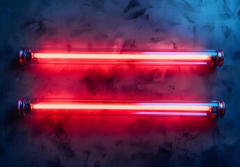 Wall Mural - red neon lights on a dark background