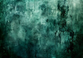 Canvas Print - Vintage Grunge Green & Blue Horror Background