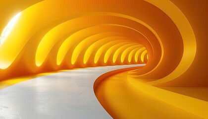 Wall Mural - Abstract minimalist animation, yellow rotating shapes