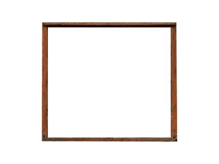 Wall Mural - Dark brown wooden square 1 to 1 aspect ratio frame isolated.