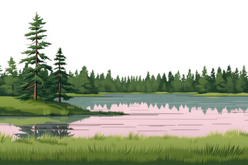 Wall Mural - PNG  Nature lake pine trees landscape outdoors plant.