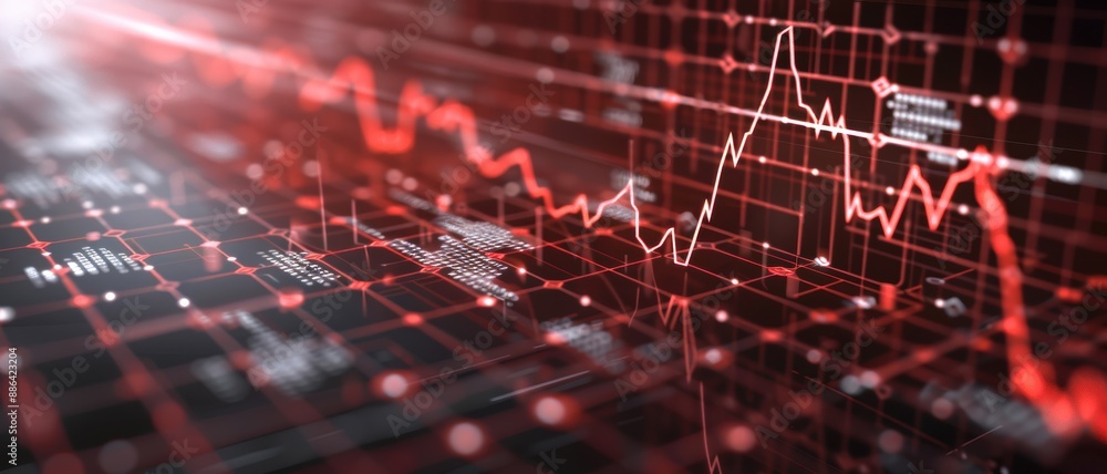 Zdjęcie bez tantiem: A red line graph depicting economic data ...