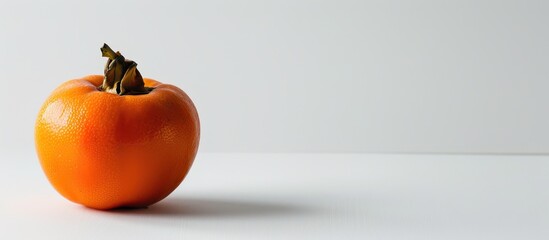 Leinwandbilder - A ripe persimmon showcased on a plain white backdrop perfect for a copy space image