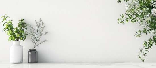 Poster - White wall with tasteful houseplants chic decor and ample copy space image