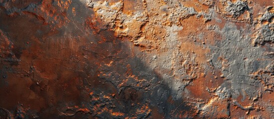 Canvas Print - Rusty painted metal surface with shadows creates a textured backdrop with copy space image