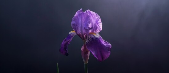 Aufkleber - Close up of a purple iris flower against a dark backdrop creating a summer themed image with copy space