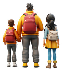 Poster - PNG Backpack cartoon family child.