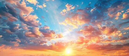Wall Mural - Gorgeous sunset sky with lovely clouds providing a captivating view in this copy space image