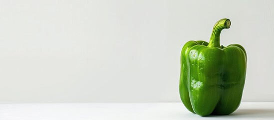 Leinwandbilder - Organic green bell pepper on a plain white background with available space for copying images