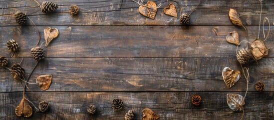 Poster - Top view rustic background with copy space image for festive occasions like Christmas New Year Valentine s Day or other holiday decorations