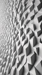 Sticker - White abstract 3D interior with geometric wall pattern