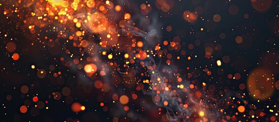 Poster - Abstract black background with flames sparks and glowing particles creates a fiery copy space image