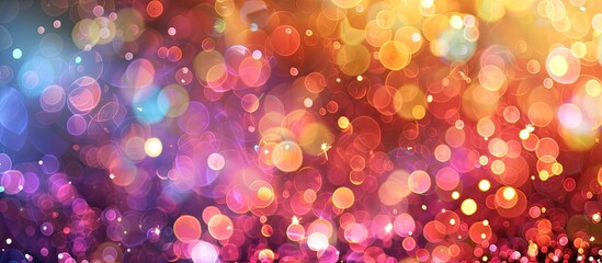 Fototapete - A vibrant display of fireworks against a blurred bokeh background with copy space image