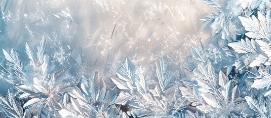 Poster - Stunning frost covered decoration as copy space image on glass