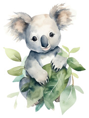 Sticker - PNG Koala holding recycle logo animal mammal cute.