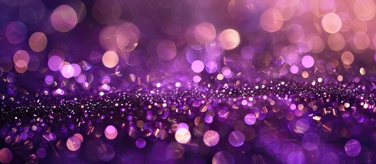 Fototapete - Bokeh background with purple glitter lights creating a festive Christmas atmosphere on a copy space image