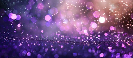 Fototapete - Bokeh background with purple glitter lights creating a festive Christmas atmosphere on a copy space image
