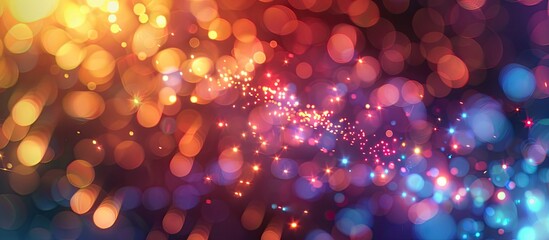 Fototapete - A vibrant display of fireworks against a blurred bokeh background with copy space image