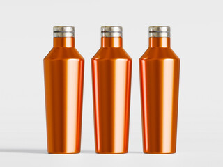 Wall Mural - Reusable water bottle realistic metal texture illustration render on gray background