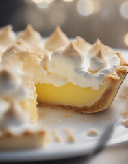 Wall Mural - delicate lemon meringue pie with a golden meringue topping