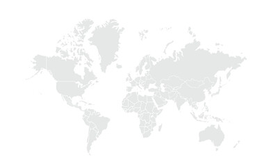  World map Grayscale,isolated on white background for website layouts,background,education, precise,customizable,Travel worldwide,map silhouette backdrop,earth geography, political,reports.