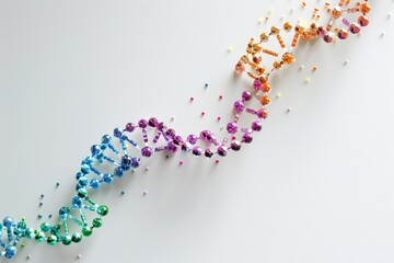 Wall Mural - human dna molecule thread on white background generative ai