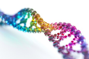 Wall Mural - human dna molecule thread on white background generative ai