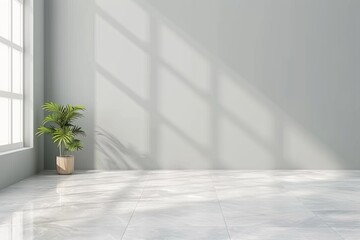 Wall Mural - Minimalist Modern Interior with Sunlight and Plant Decor