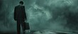 © komgritch - A businessman standing in the rain with a briefcase, depicting stress and challenges faced in the business world.