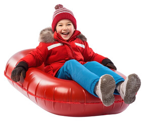 Poster - PNG Winter tubing white background tobogganing.