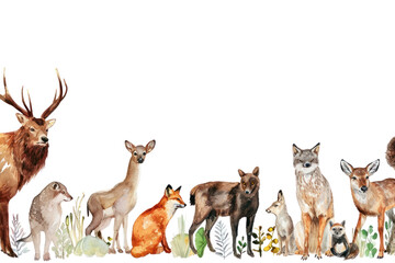 Poster - PNG  Forest animals panoramic wildlife mammal.