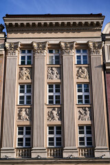 Poster - facade of a historic tenement house with pilasters in the city of Poznan