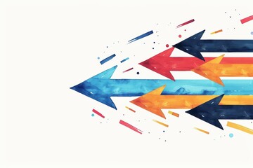 an accelerator program visualized with dynamic watercolor arrows isolate on white background