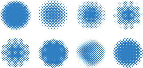 Wall Mural - ドット・ハーフトーンの円セット　ベクター　コレクションAbstract dot circle, circle halftone geometric dot gradient