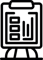 Sticker - Line icon of a flipchart displaying a growing bars graphic, representing business success