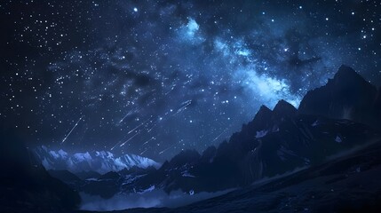 A breathtaking view of a starry night sky with shooting stars, perfect for dreamy and imaginative designs. 