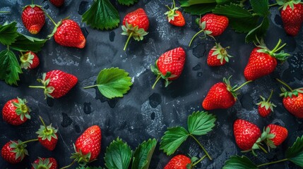 Wall Mural - Ripe red strawberries. Berry background. Healthy nutrition, vitamins.