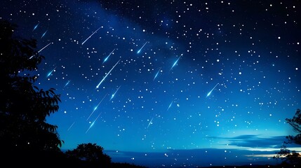 A breathtaking view of a starry night sky with shooting stars, perfect for dreamy and imaginative designs. 